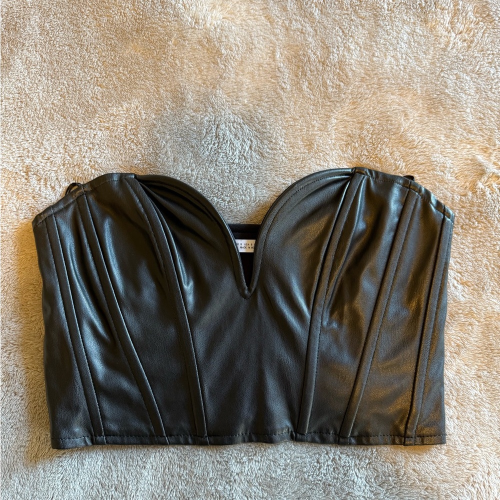 Zara Black Fitted Bustier Crop Top